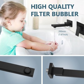 Aolemi Wall Mount Bathroom Faucet Wall Mounted Bathtub Faucet Single Handle Tub Filler with Rotating Spout Brass Rough-in Valve Included,Matte Black