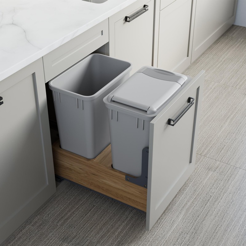 Dowell 35Qt Gray Square Plastic Trash Can with Lid, Stackable