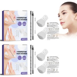 Face Lifting Patches, Face Lift Tape, Pack of 80 Facelift Stickers, Lift Face Stickers, V-Shape Face Concealing, Makeup Facelift Tools, Invisible Thin Face Sticker