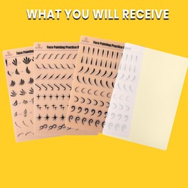 Bowitzki face Painting Practice Board 4pcs,Reusable Colorful face Paint Practice Board,Painting Makeup Exercise Template A4 Size (#1)