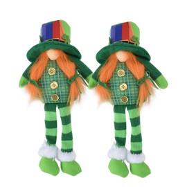 2Pcs St Patrick's Day Gnomes Plush Decoration Good Luck Leprechaun Doll Decorations for Home Table OrnamentsRainbow Hat
