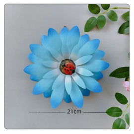 Metal Red Flowers Wall Decor, 21x21cm Large Metal Wall Art Colorful Metal Flowers Ornaments Hanging Sculpture for Outdoor Indoor Home Living Room Bedroom Office Garden Decoration