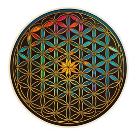 InkBlotStickers Sacred Geometry Psychedelic Flower Of Life Rainbow Die-Cut Waterproof Sticker