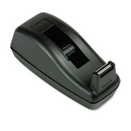 Deluxe Desktop Tape Dispenser, Attached 1'' Core, Heavily Weighted, Black, Total 12 EA, Sold as 1 Carton