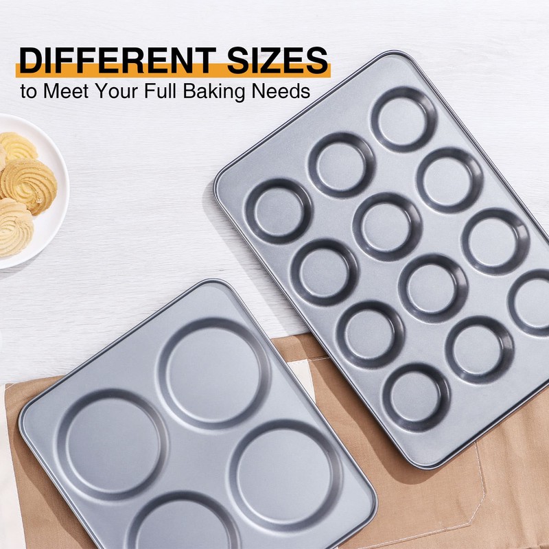 HONGBAKE Mini Muffin Top Pan for Baking, Premium 12 Cavity