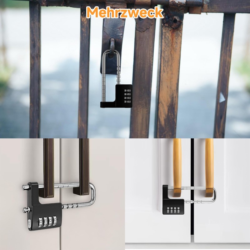 Filhome Combination Lock with Shackle Long 4 Digit Combination Lock