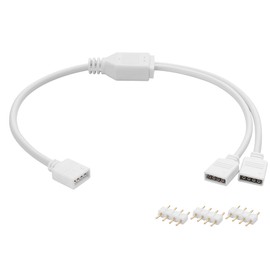 YAODHAOD 4pin LED Splitter Cable, 12V 1 to 2 Female 4 Pin LED Strip Connector RGB Y Splitter Extension Cable for RGB 5050 3528 Light Strips-11.81inch (4Pin, 1 to 2)