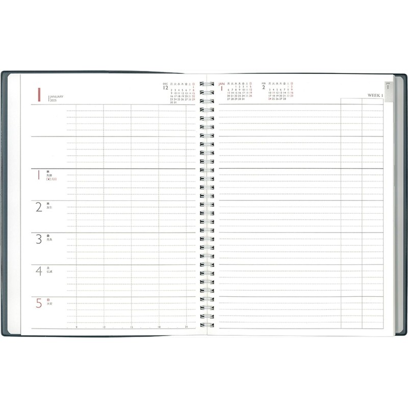 Hakubunkan 2025 B5 Weekly Desk Planner, Monday, Black, No.247 (Begins