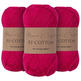 Utopia Crafts Re-Cotton Knitting Yarn 3X 100g (Rose)