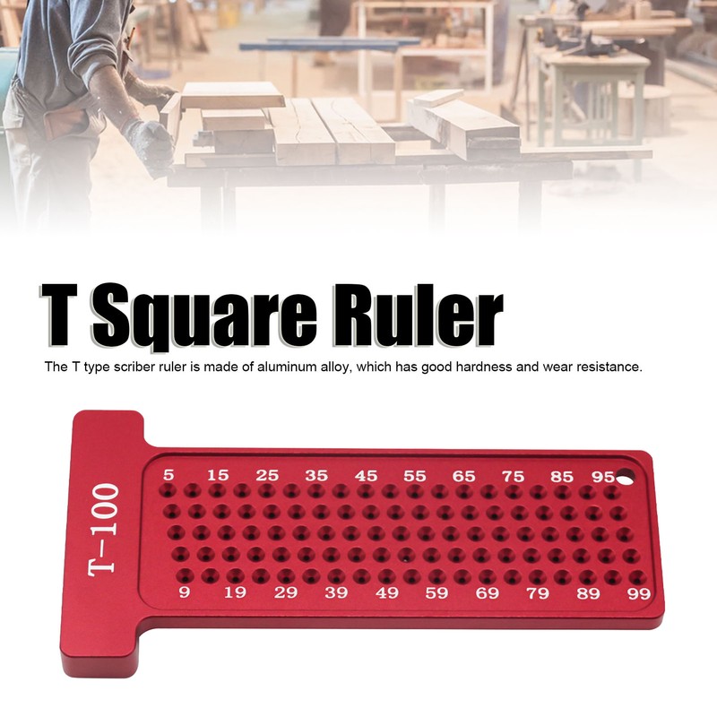 Hole Positioning Ruler Aluminum Alloy 100mm Metric Scale T Ruler