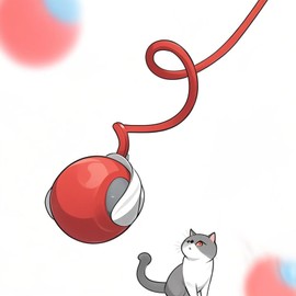 ZukQvrivelig Speedy Tail 2.0, Cat Ball Toy, Interactive Cat Toy / Dog, Speedy Tail Cat Toy, 3 Modes: Fast - Slow - Interactive Mode (Red)