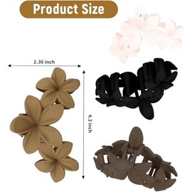 Non-Slip Matte Hawaiian Plumeria Large Claws Clips with Strong Hold, 6Pcs Large Plumeria Hair Clip Strong Hold Hair Claws,Strong Hold Hair Claws Hawaiian Hair Flower Clips Large Plumeria Hair Clips