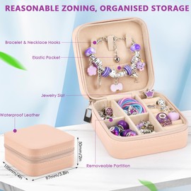 FINZOO Charm Bracelet Making Kits,66 Pcs DIY Craft Charms Bracelets,DIY Beads Necklace kit Jewelry Making Supplies Beads Pendants Necklace Set(Purple + Jewelry Box)