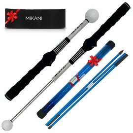 Mikani Retractable Golf Swing Training Aid - Click Stick Swing Training with Golf Grip Trainer | Golf Swing Trainer |Golf Alignment Sticks | Click Sound Tempo Training, Golf Accessories for Golfers