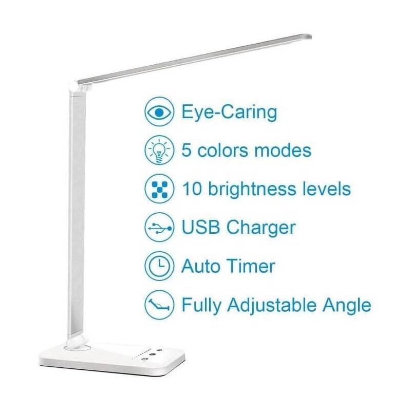 white crown Eye Friendly LED Desk Lamp with Touch Control