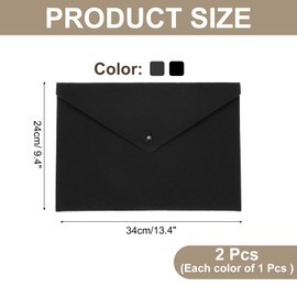 sourcing map 2 Pcs Felt File Folders, A4 Envelope Folder File Document Storage Bag Portable File Folder Organizer Case with Button Closure for Office Business(Grey/Black)