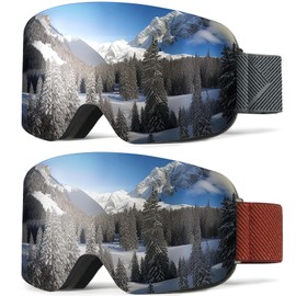 NSSIW Ski Goggles for Men Women Snowboard Goggles: Youth OTG Snow Goggles with Anti Fog and UV Protection Over Glasses 2 Pack