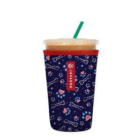 Sok It Java Sok Iced Coffee & Cold Soda Insulated Neoprene Cup Sleeve (Patriotic Paws, Medium: 22-28oz)