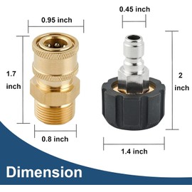 2 Pack Pressure Washer Quick Connect Fittings, M22-14mm to 1/4 Inch, Pressure Washer Adapter Set with 1/4 Inch Female and Male NPT