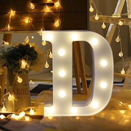 LED Marquee Letter Lights Sign 26 Alphabet Light Up Letters Sign for Night Light Wedding Birthday Party Battery Powered Christmas Lamp Home Bar Decoration (D)
