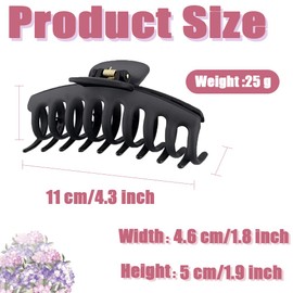 2 Pcs Hair Clips Claw Strong Hold Long Short Hair Clips Curved Design Octopus Hair Big Claw Clips Thin Thick Hair Lightweight Non-Slip Grip Strong Hold for Women Lady Girl's Hair(Leopard print+Black)