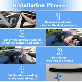 2PCS Universal Car Cable Wire Hider 6.56 Ft Car Windshield Wire Hider Concealed Wire Cover for Car Wires Hide Roof Rack Light Bar - Total 13.12ft