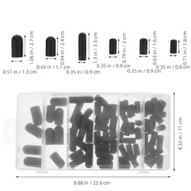 Alipis Radiator Plug Set 80pcs Rubber Vacuum Caps Tapered Plugs Screw Tip Protectors Pipe Protection Black