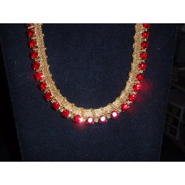 Park Lane Jewelry "MAGIC KINGDOM" Necklace & Earrings, Ruby Gems, Goldtone, New!