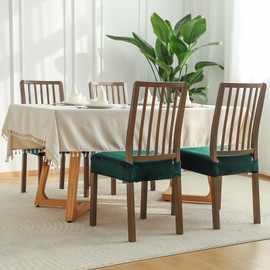 FORCHEER Dining Chair Seat Covers Set of 4,Velvet Stretch Seat Protect Covers, Chair Seat Cushion Covers for Dining Room Wodern Chairs The Seat Only.