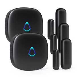 Door Chime, METAK Wireless Door Open Contact Sensor Alarm with 500 FT Range, 58 Chimes and 5 Volume Levels for Business/Store/Home/Office When Entering, 3 Transmitter + 2 Plug-in Receiver