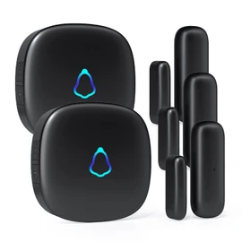 Door Chime, METAK Wireless Door Open Contact Sensor Alarm with 500 FT Range, 58 Chimes and 5 Volume Levels for Business/Store/Home/Office When Entering, 3 Transmitter + 2 Plug-in Receiver