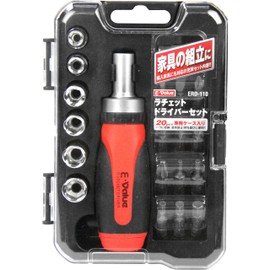 E-Value ERD-110 Ratchet Screwdriver Set, Compatible with Positive Screws, Set of 20