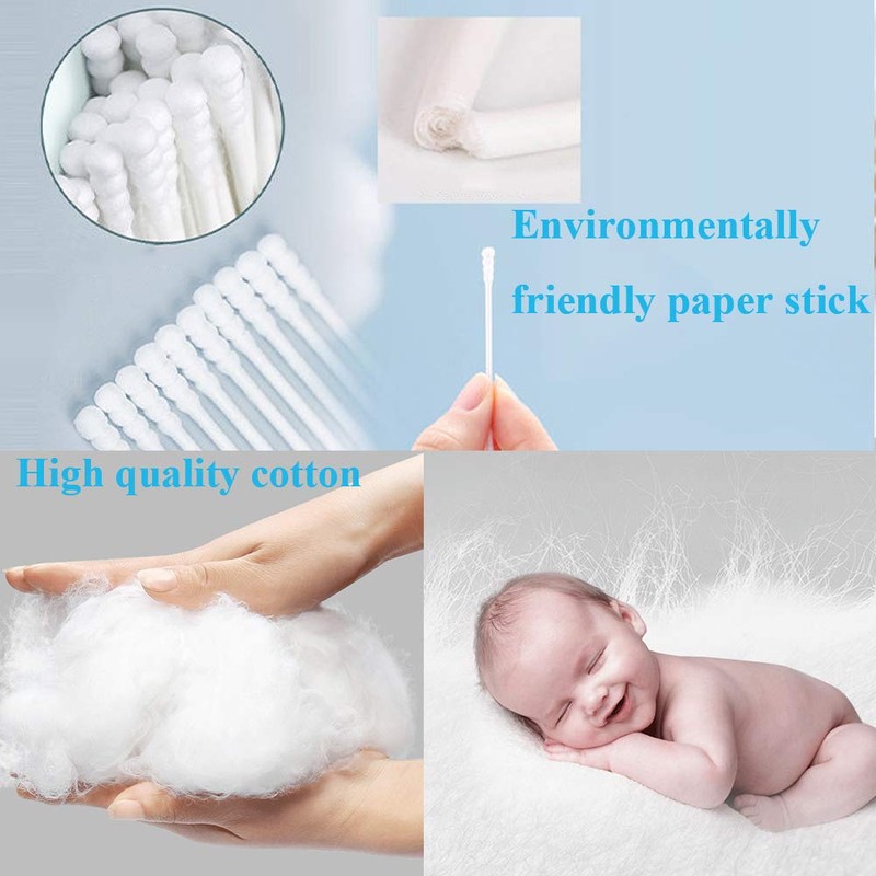 800 Pieces Cotton Swabs, Double Spiral Tipped with Paper Stick,