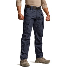 CQR Men's Tactical Pants, Water Resistant Ripstop Cargo Pants, Lightweight EDC Work Hiking Pants, Outdoor Apparel, Duratex Mag Pocket Police Navy, 34W x 32L
