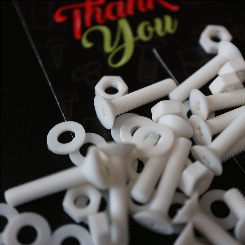 20 x Cross Head Countersunk Screw White Plastic Polypropylene (PP)