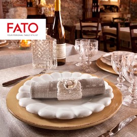 FATO - Trockene Papierservietten, Airlaid, Textileffekt, Packung mit 50 Servietten, Format 40x40, 4-fach gefaltet, Kaschmir-Kaffee-Dekor