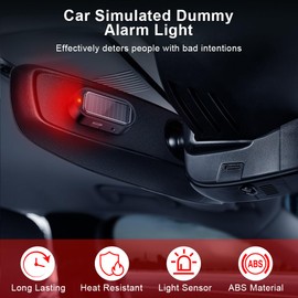 ELECTOP Car Solar Power Simulated Dummy Alarm, Anti-Theft LED Flashing Security Light Fake Car Alarm, Automotive Warning Interior Safety Light with USB Charging Port, Car Accessories(Red Light, 4PCS)