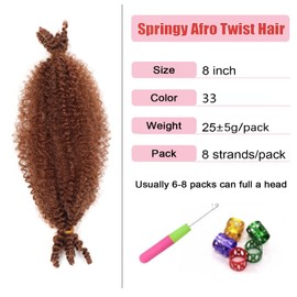 Marley Hair 8 Inch 7 Packs Pre Separated Springy Afro Twist Hair Marley Twist Braiding Hair for Faux Locs Pre Fluffed Wrapping Hairs (8 inch, 33-7)