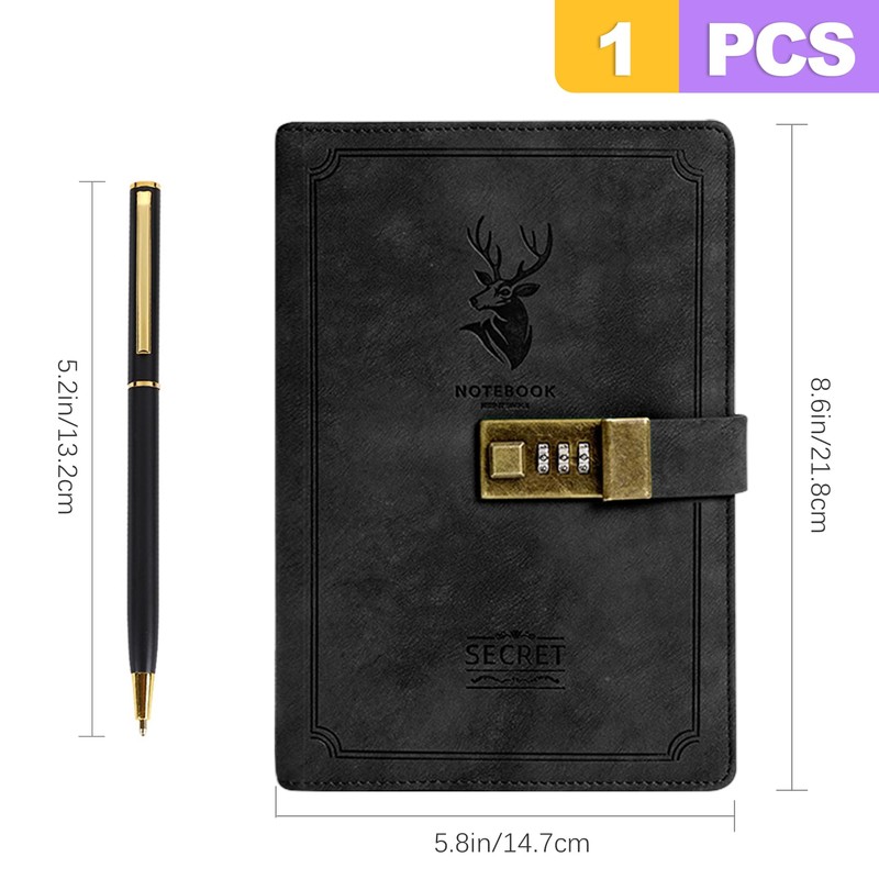ZeriLion 240 Pages A5 Lock Journal Retro PU Leather Locking