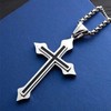 LUSKINNO Traditional Men's Titanium Steel Cross Necklace, Black Bright Cross
