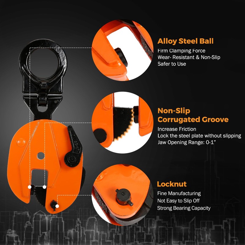 BEAMNOVA 2 Ton 4400 lbs Vertical Plate Lifting Clamp Flexible