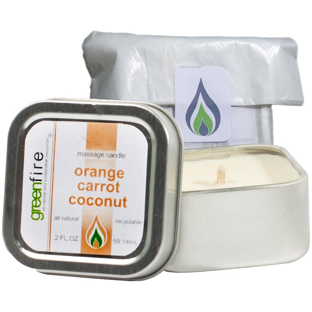 Greenfire All Natural Massage Oil Candle, Orange Carrot Coconut, Travel Size 2 Fluid Ounce