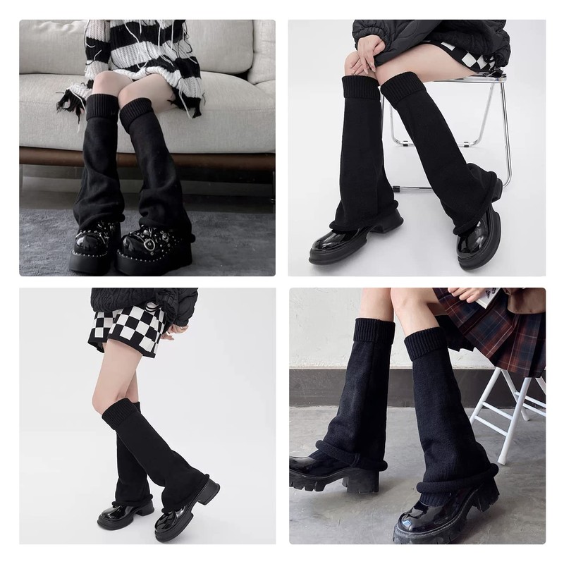 Coollooda Loose Socks, Black, Leg Warmers, For Cold Protection, Leg