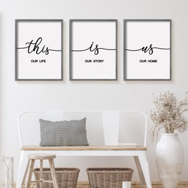 Heiple This is Us Wall Decor 11"x14" Framed Wooden Wall Sign for Home Decor Farmhouse Vintage Rustic Living Room Minimalist Family Wall Art (Gray)