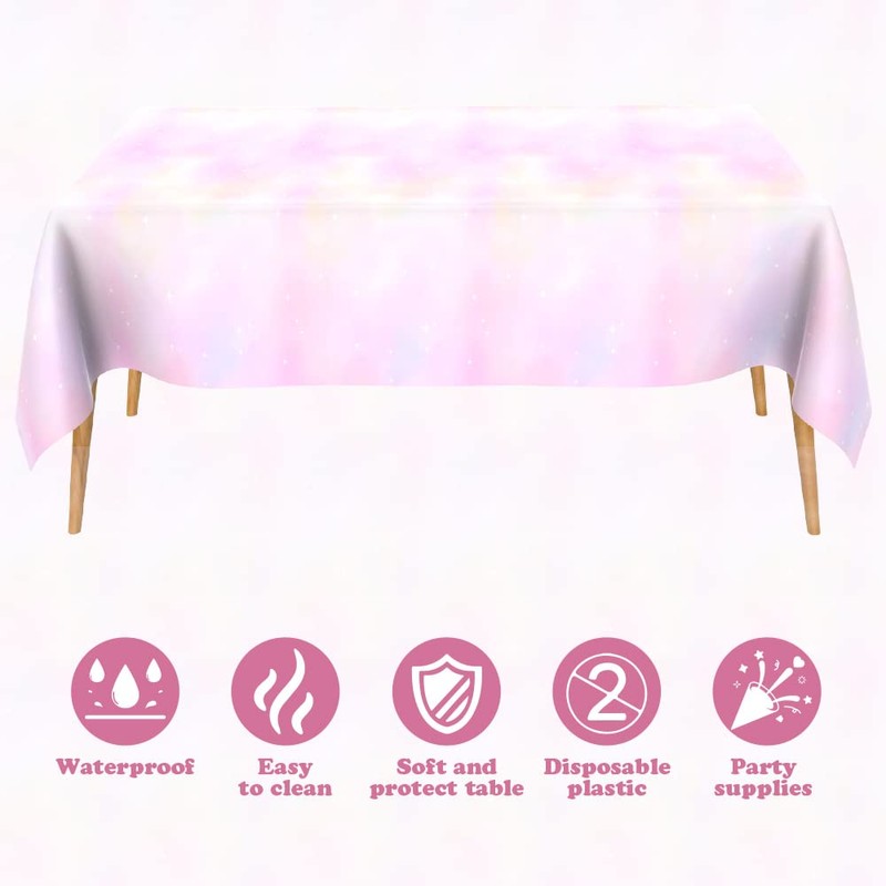 Disposable Rainbow Tablecloth Pastel Rainbow Tablecloths 2 PCS Waterproof Plastic