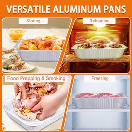 Homewarm Aluminum Foil Pans 9x13 Disposable - Half Size Aluminum Foil Chafing Dishes for Buffet, Tin foil Turkey Sheets Tray Chafing for Cooking, Baking, Storing, Food Prepping (10 Pack)