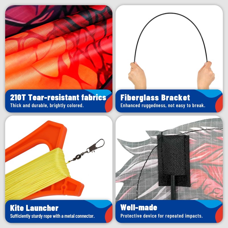 SGftre Complete Kite with Handle, Line & Accessories,Easy to Fly