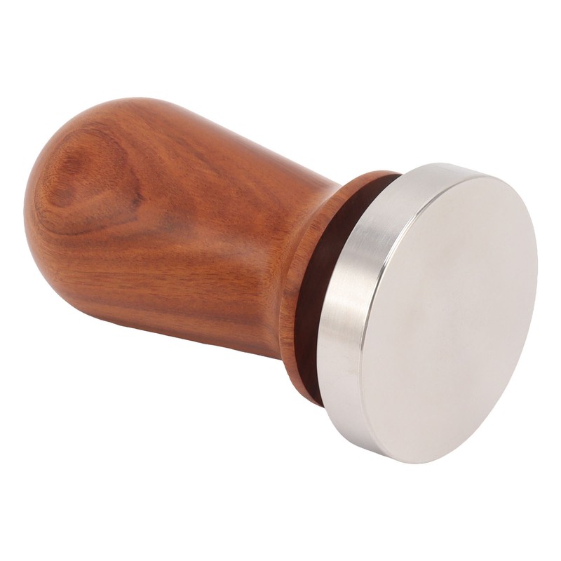 Coffee Tamper with Flat Stainless Steel Base Wooden Handle Coffee