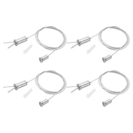 PATIKIL Ceiling Hanging Wire Cable Kit, 1m/3.3ft 4 Set Adjustable Light Suspend Cable Kit Panel Hanging Rope Clamp Round Nail for Pendant Light Fitting Aquarium Lights, Style 1