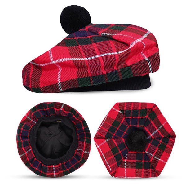 EZE Scottish Hat for Men Tam o' Shanter Flat Bonnet